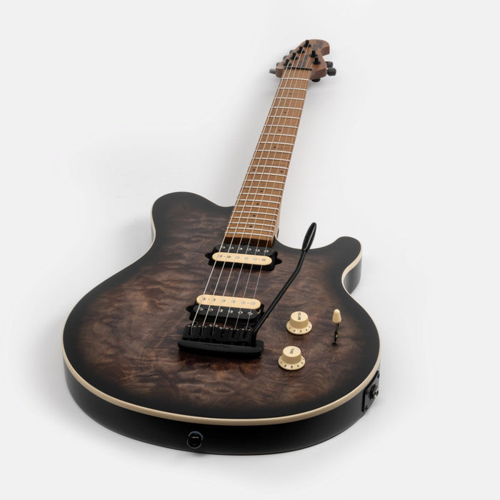 Ernie Ball Music Man Axis Super Sport Electric Guitar - Charcoal Cloud Quilt Top Satin