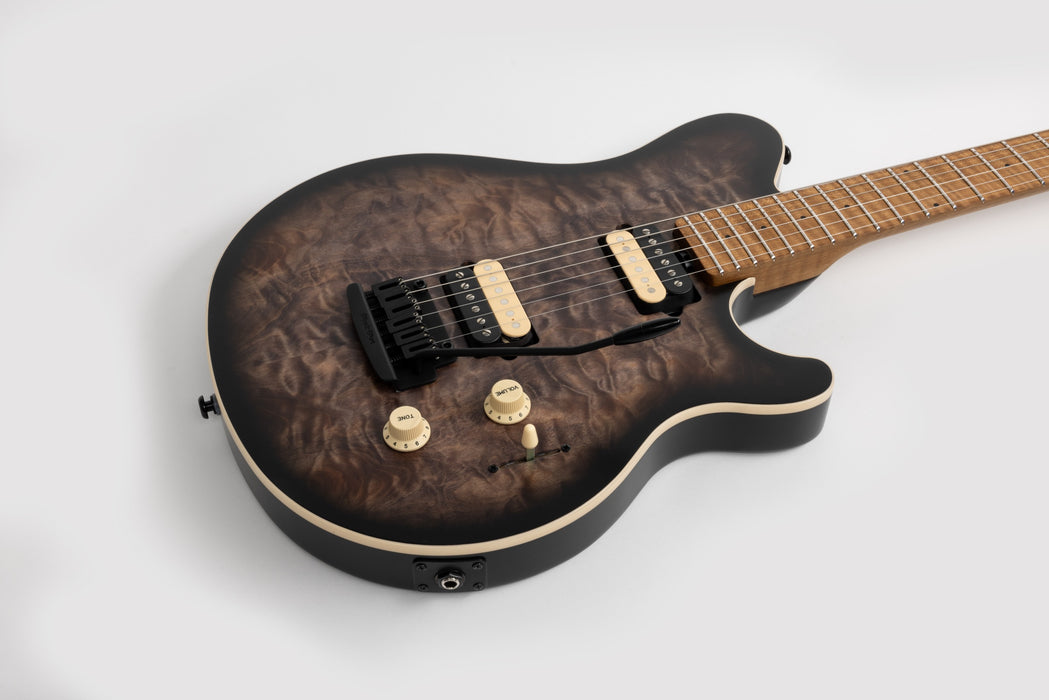 Ernie Ball Music Man Axis Super Sport Electric Guitar - Charcoal Cloud Quilt Top Satin