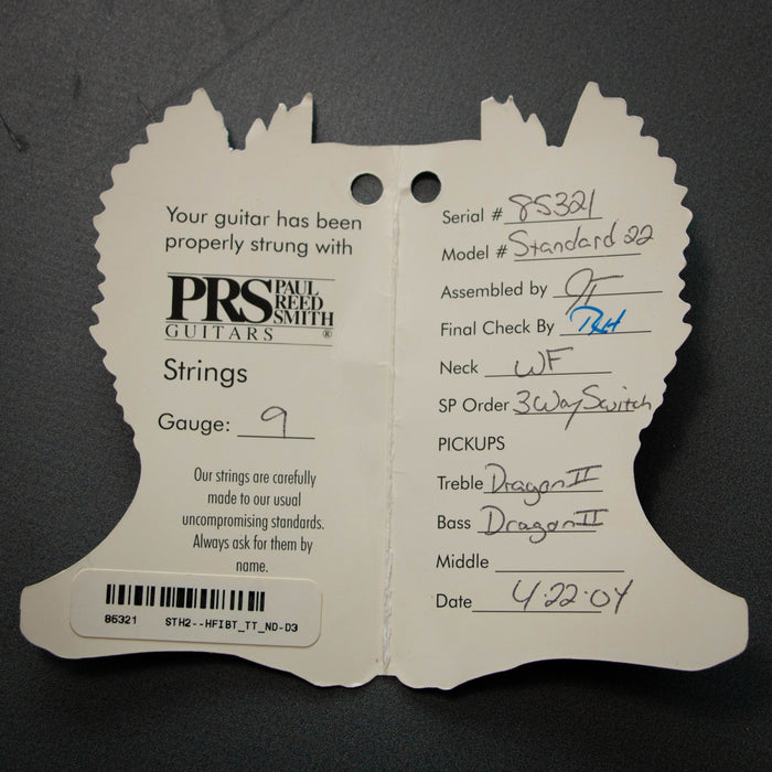 PRS 2004 Core Standard 22 Tremolo w/Case - Blue - Preowned