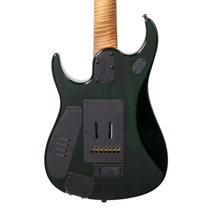 Ernie Ball Music Man JP15 7 String Electric Guitar - Green Tiger Eye Flame