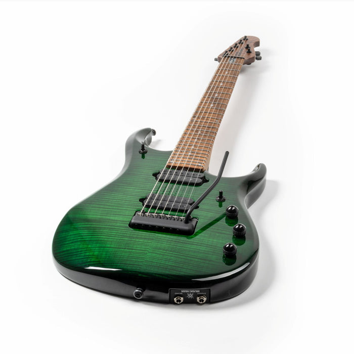 Ernie Ball Music Man JP15 7 String Electric Guitar - Green Tiger Eye Flame