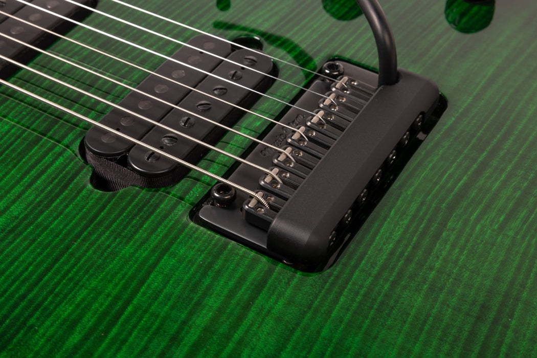 Ernie Ball Music Man JP15 7 String Electric Guitar - Green Tiger Eye Flame