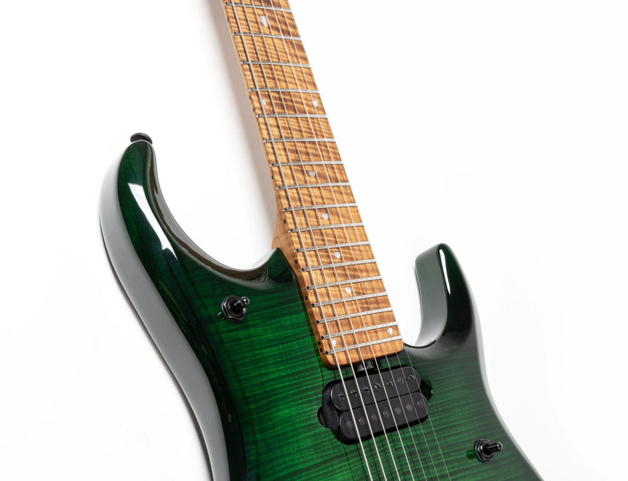 Ernie Ball Music Man JP15 7 String Electric Guitar - Green Tiger Eye Flame