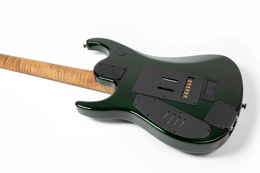 Ernie Ball Music Man JP15 7 String Electric Guitar - Green Tiger Eye Flame