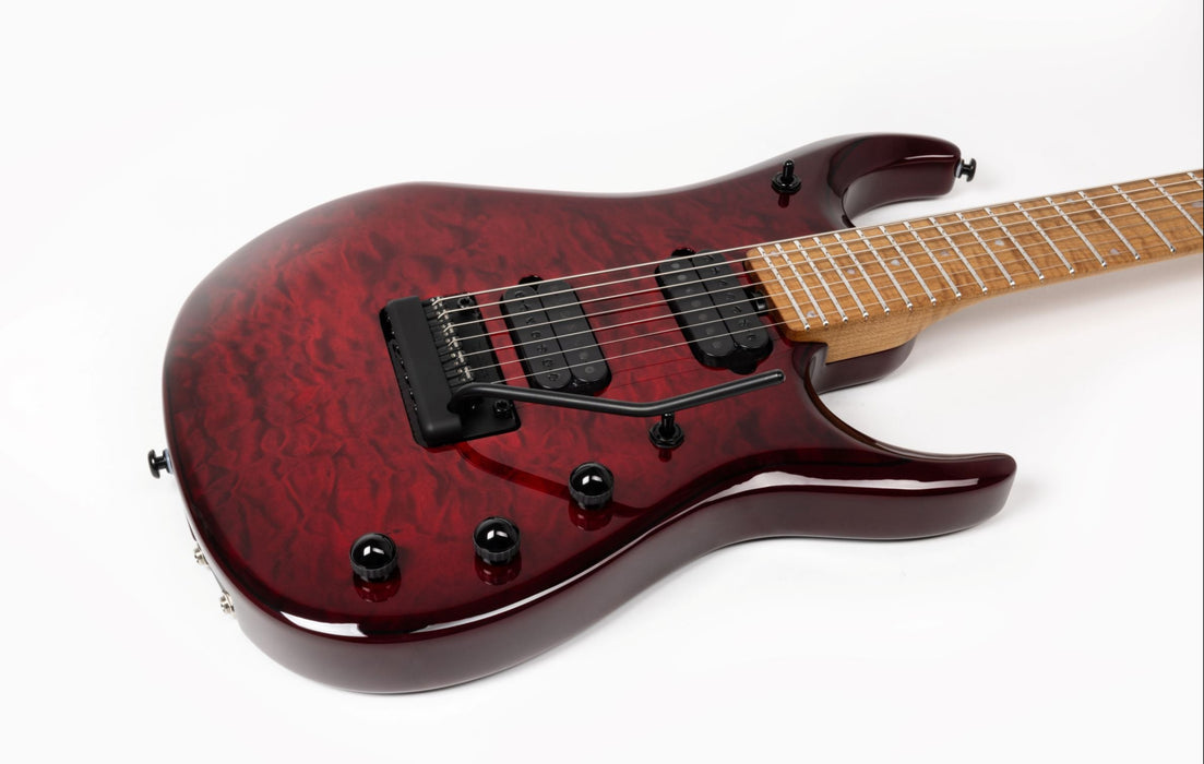 Ernie Ball Music Man JP15 7 String Electric Guitar - Red Tide Quilt