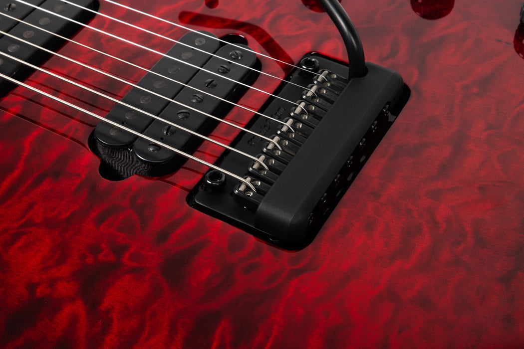 Ernie Ball Music Man JP15 7 String Electric Guitar - Red Tide Quilt