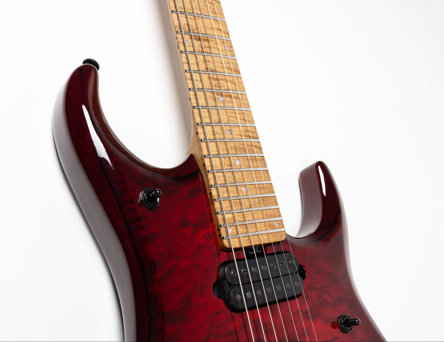 Ernie Ball Music Man JP15 7 String Electric Guitar - Red Tide Quilt