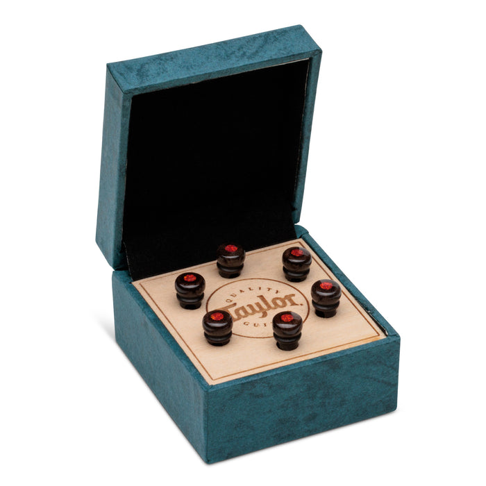 Taylor Custom Bridge Pin Set - Brown with Australian Red Opal