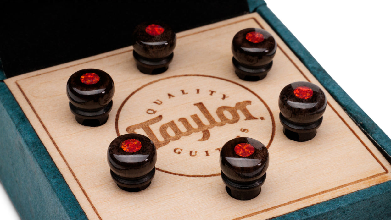 Taylor Custom Bridge Pin Set - Brown with Australian Red Opal