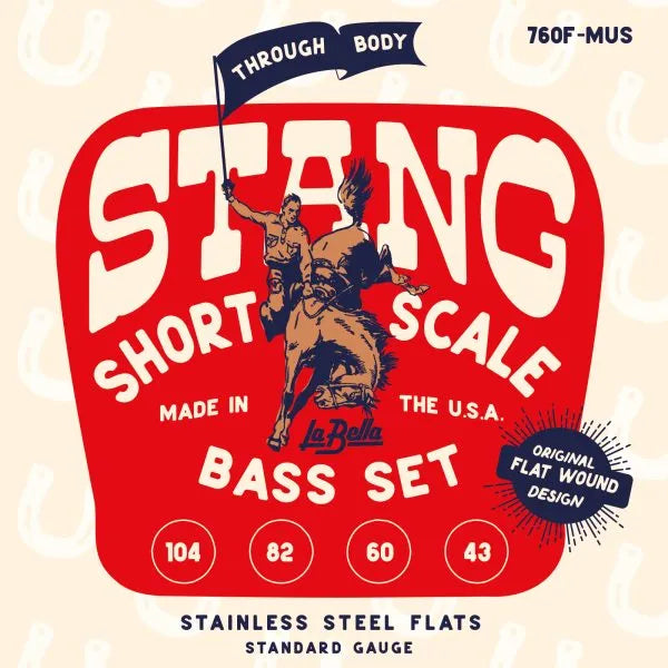 La Bella 760F-MUS Stang 30" Ss Flats Thru-Body 43-104 Bass String Set