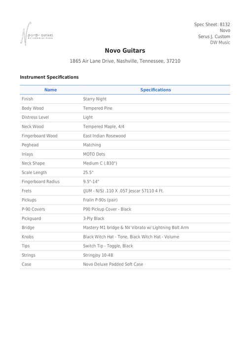 Novo Serus J Light Distress Electric Guitar - Starry Night