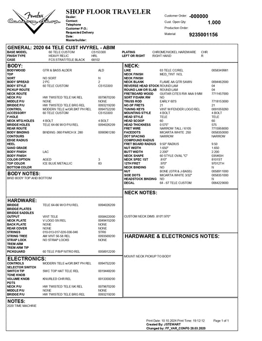 Fender Custom Shop '64 Tele Custom Heavy Relic w/Case - Aged Iced Blue Metallic - Preowned