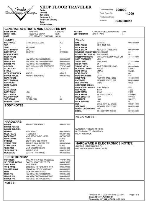 Fender Custom Shop 1960 Stratocaster NOS Josefina Pickups w/Case - Faded Fiesta Red - Preowned