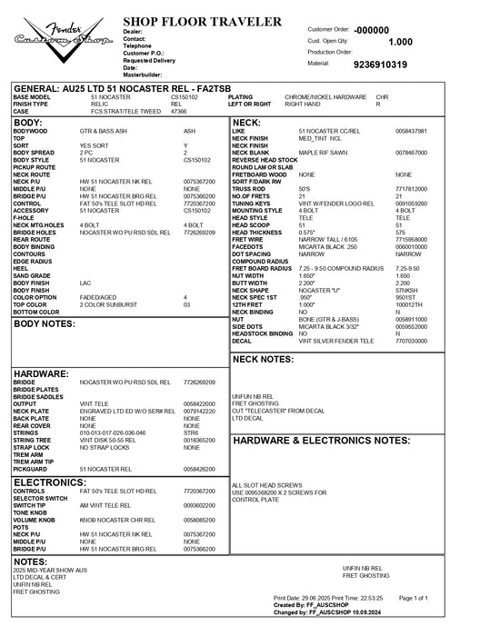 Fender Custom Shop Limited Edition 1951 Nocaster Relic - Faded Aged 2-Tone Sunburst - R1396734