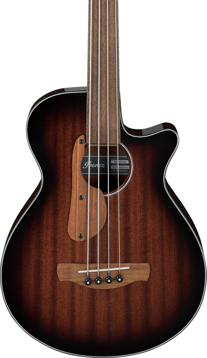 Ibanez AEGB24FEMHS Electro Acoustic Bass Guitar - Mahogany Sunburst High Gloss