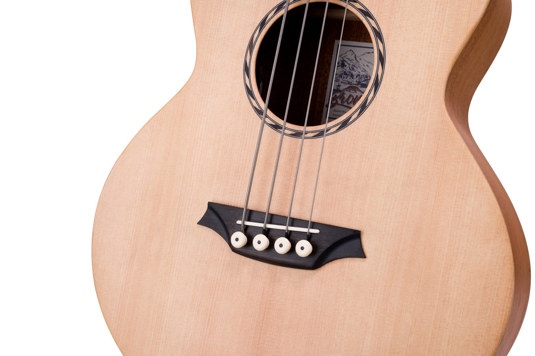 Bromo BAT8EFL Mini Jumbo Fretless Acoustic-Electric Bass Guitar w/Bag