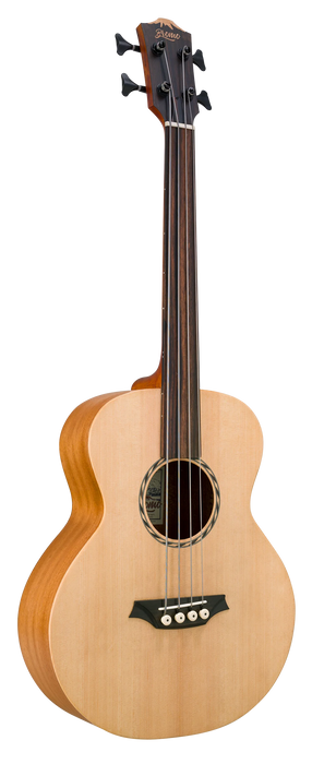 Bromo BAT8EFL Mini Jumbo Fretless Acoustic-Electric Bass Guitar w/Bag