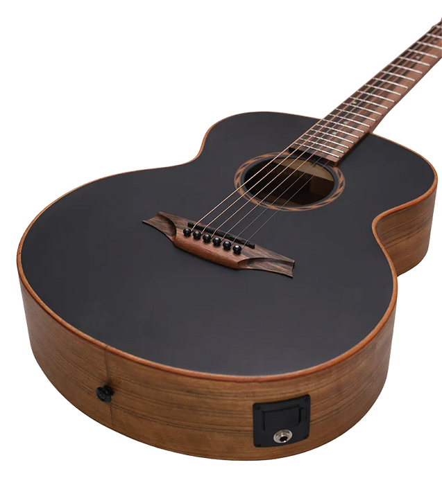 Bromo BAT8MEBK Mini Jumbo Acoustic Electric Guitar - Black