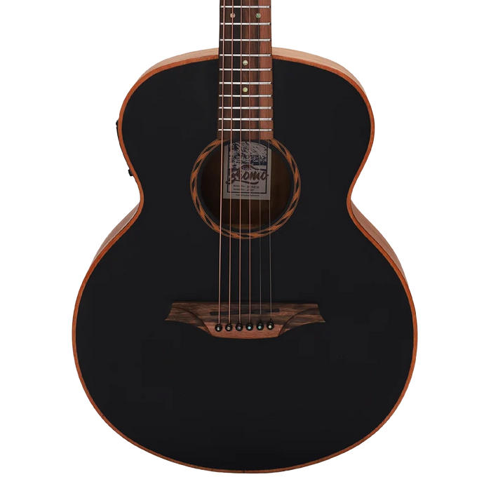 Bromo BAT8MEBK Mini Jumbo Acoustic Electric Guitar - Black