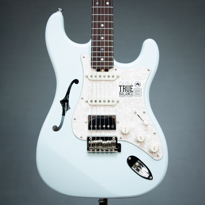 Cole Clark Hollow Baby HSS - Sonic Blue - Mother of Pearl Pickguard - 2607221