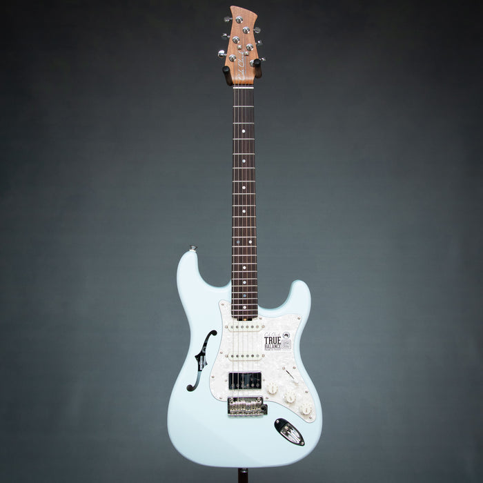 Cole Clark Hollow Baby HSS - Sonic Blue - Mother of Pearl Pickguard - 2607221