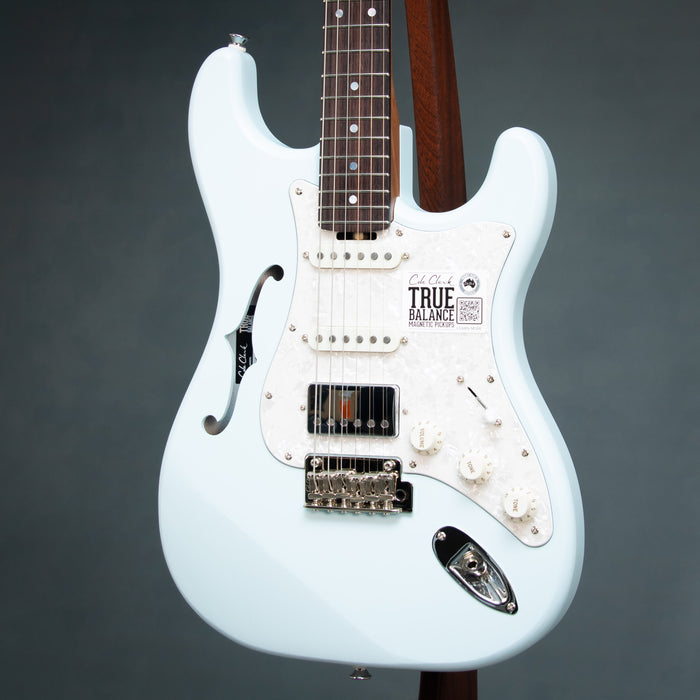 Cole Clark Hollow Baby HSS - Sonic Blue - Mother of Pearl Pickguard - 2607221