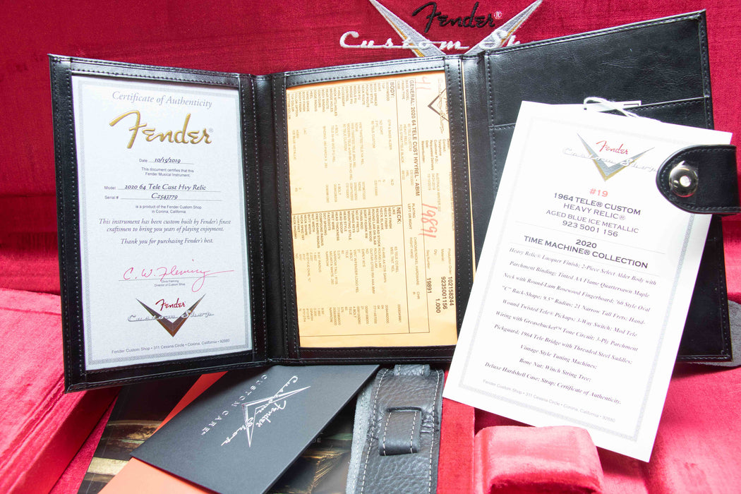 Fender Custom Shop '64 Tele Custom Heavy Relic w/Case - Aged Iced Blue Metallic - Preowned