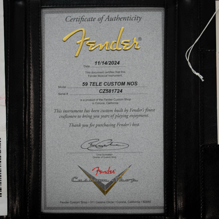 Fender Custom Shop 1959 Telecaster Custom NOS w/Case - Chocolate 3 Colour Sunburst - Preowned