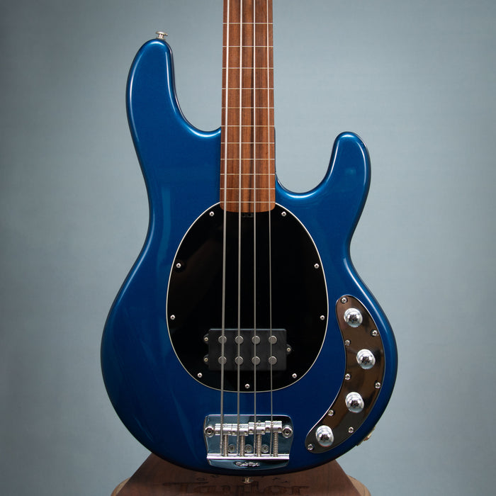Ernie Ball Music Man 2013 StingRay 4 H 3EQ Fretless w/Case - Blue Pearl - Preowned