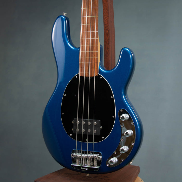 Ernie Ball Music Man 2013 StingRay 4 H 3EQ Fretless w/Case - Blue Pearl - Preowned
