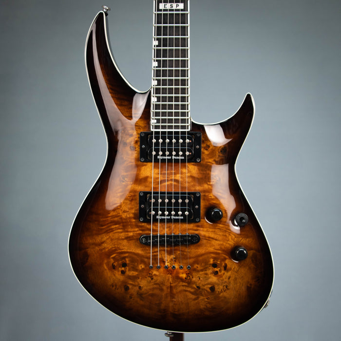 ESP E-II Horizon III NT Burl Top w/Case - Dark Brown Sunburst - Preowned