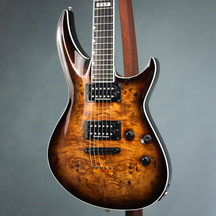 ESP E-II Horizon III NT Burl Top w/Case - Dark Brown Sunburst - Preowned