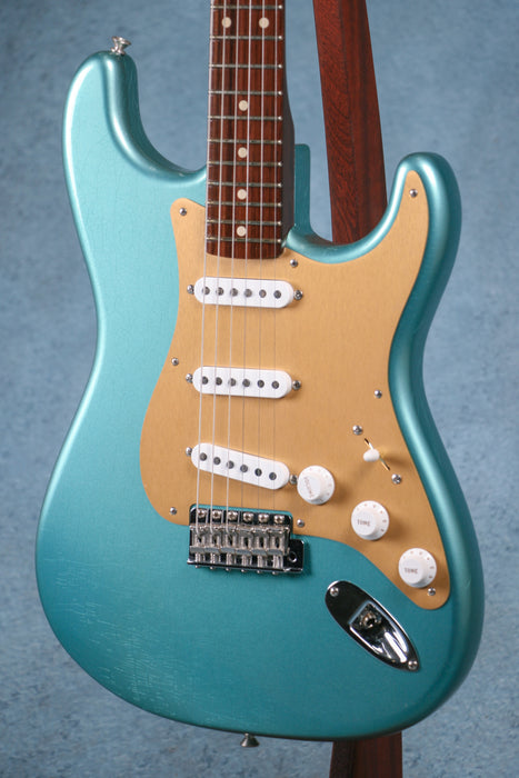 Fender Custom Shop Limited Edition 1957 Stratocaster Deluxe Closet Classic Rosewood Neck - Aged Teal Green Metallic - CZ579522