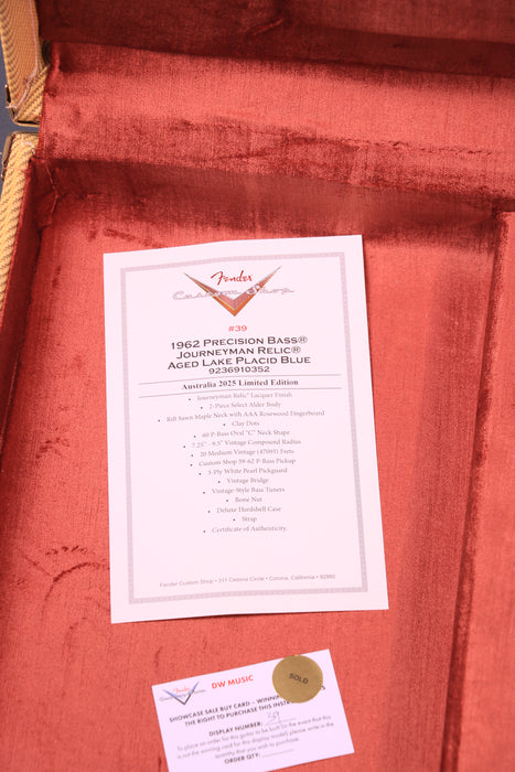 Fender Custom Shop 1962 Precision Bass Journeyman Relic - Aged Lake Placid Blue - CZ585086