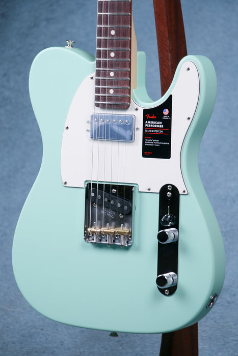Fender American Performer Telecaster with Humbucking Rosewood Fingerboard - Satin Surf Green - US23000275
