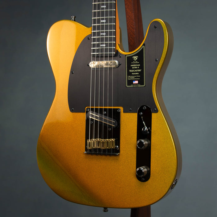 Fender 75th Anniversary American Ultra II Telecaster Ebony Fingerboard - Liquid Gold - US26007211