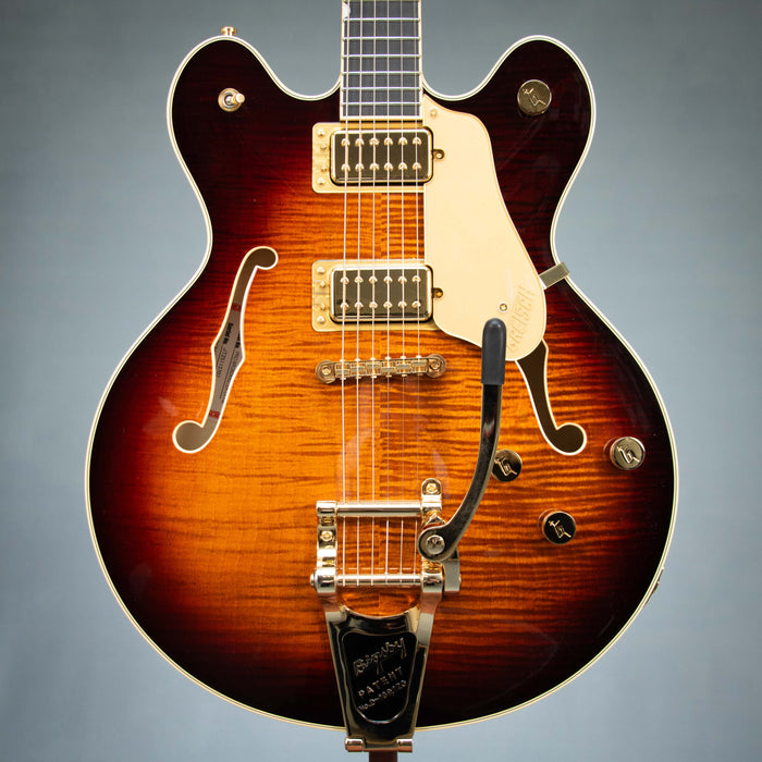 Gretsch Broadkaster LX Figured Center Block with String-Thru Bigsby and Gold Hardware Ebony Fingerboard - Havana Burst - JT25113707
