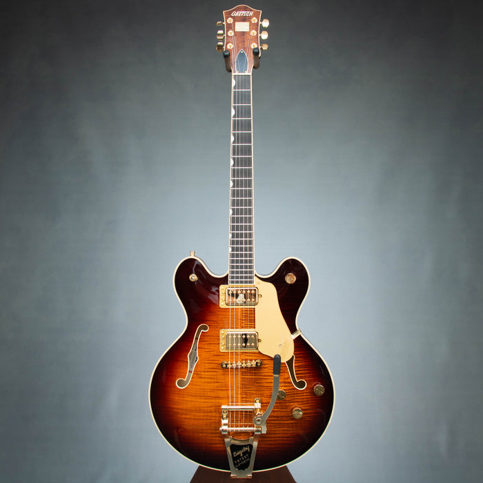 Gretsch Broadkaster LX Figured Center Block with String-Thru Bigsby and Gold Hardware Ebony Fingerboard - Havana Burst - JT25113707