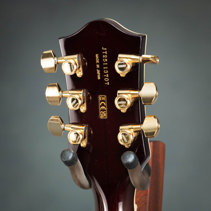 Gretsch Broadkaster LX Figured Center Block with String-Thru Bigsby and Gold Hardware Ebony Fingerboard - Havana Burst - JT25113707