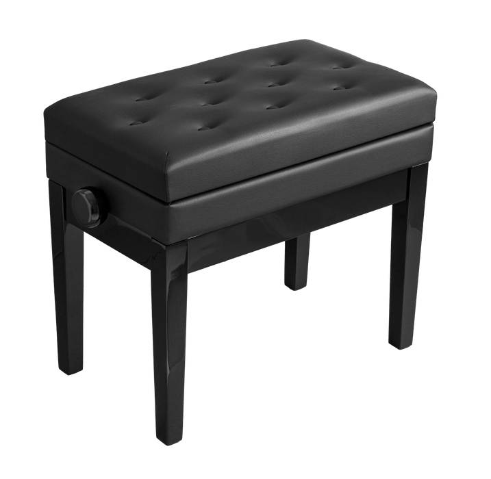 Hemingway HPB25B Deluxe Height Adjustable Piano Stool w/Storage Compartment - Black