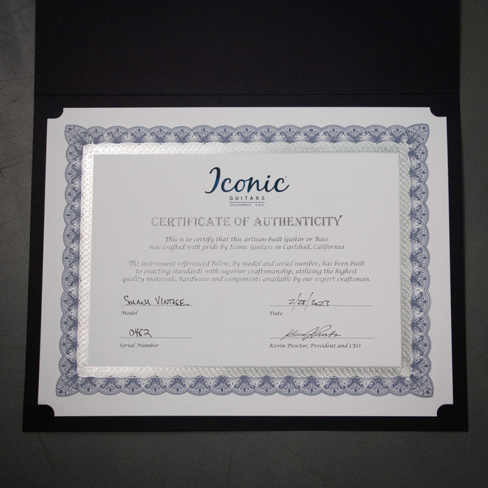 Iconic Solana Vintage Electric Guitar w/Case - Black over Sunburst - Preowned