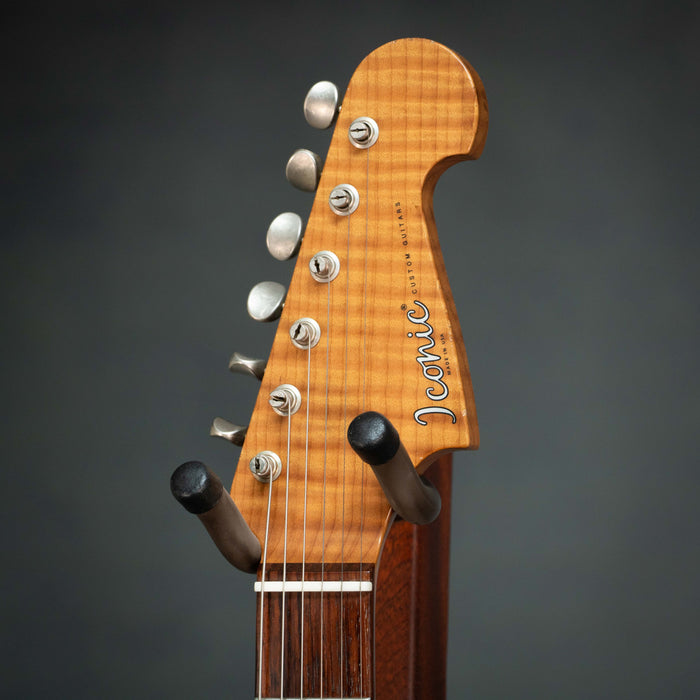 Iconic Solana Vintage Electric Guitar w/Case - Black over Sunburst - Preowned