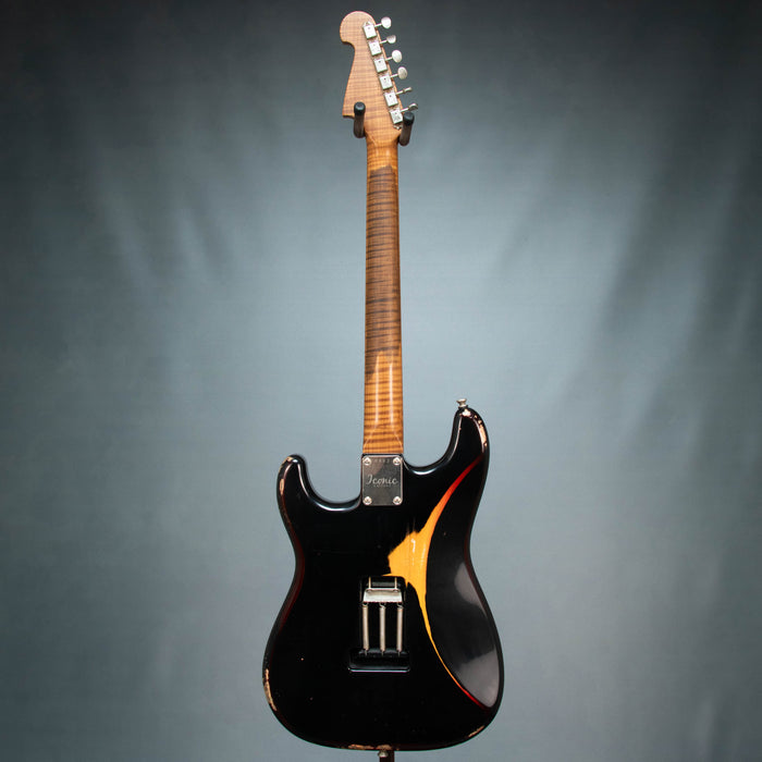 Iconic Solana Vintage Electric Guitar w/Case - Black over Sunburst - Preowned