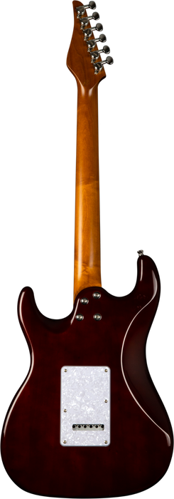 JET JS-450Q-TB-R Quilted Top Rosewood HSS Electric Guitar - Transparent Brown