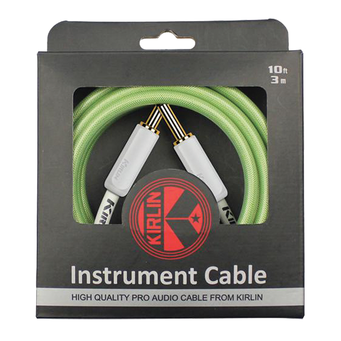 Kirlin KIPW201WGR-10 Pvc Woven Premium Plus Instrument Cable 10ft - Green
