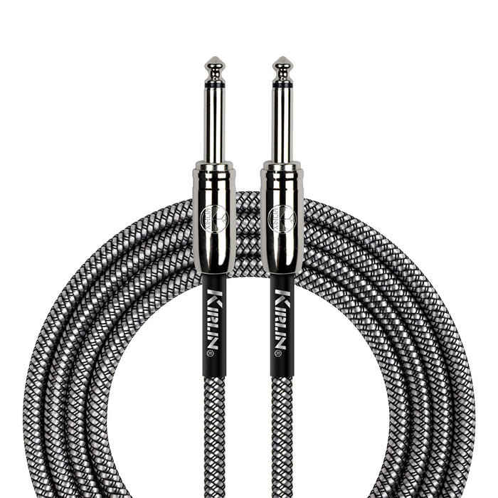 Kirlin KIWCC201BK-10 IWCC201BK 10ft Entry Woven Instrument Cable With Chrome Ends - Black