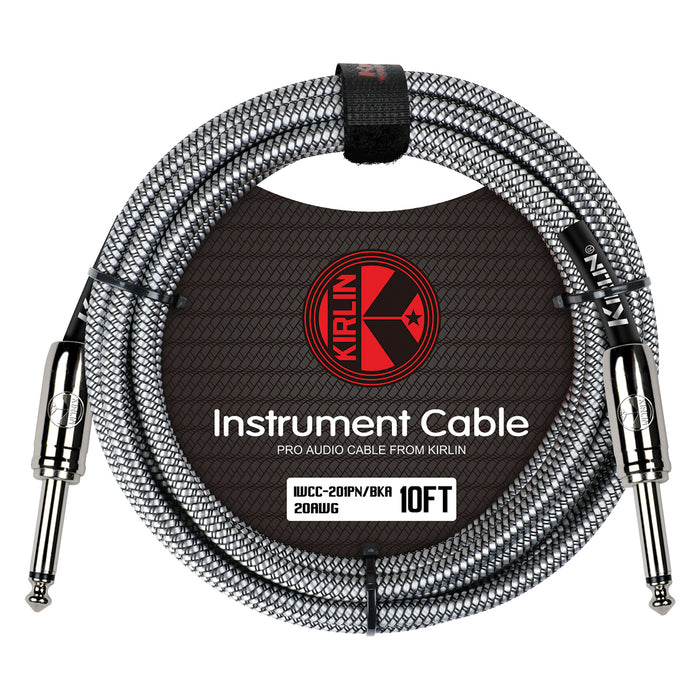 Kirlin KIWCC201BK-10 IWCC201BK 10ft Entry Woven Instrument Cable With Chrome Ends - Black