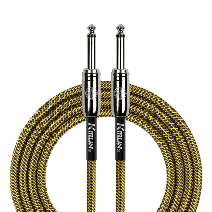 Kirlin KIWCC201BY-10 IWCC201BY 10ft Entry Woven Instrument Cable With Chrome Ends - Tweed