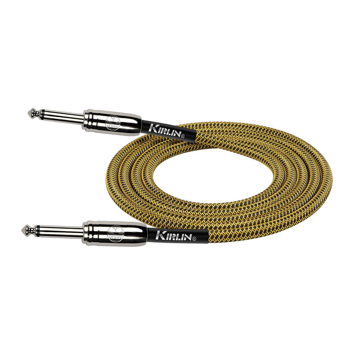 Kirlin KIWCC201BY-10 IWCC201BY 10ft Entry Woven Instrument Cable With Chrome Ends - Tweed
