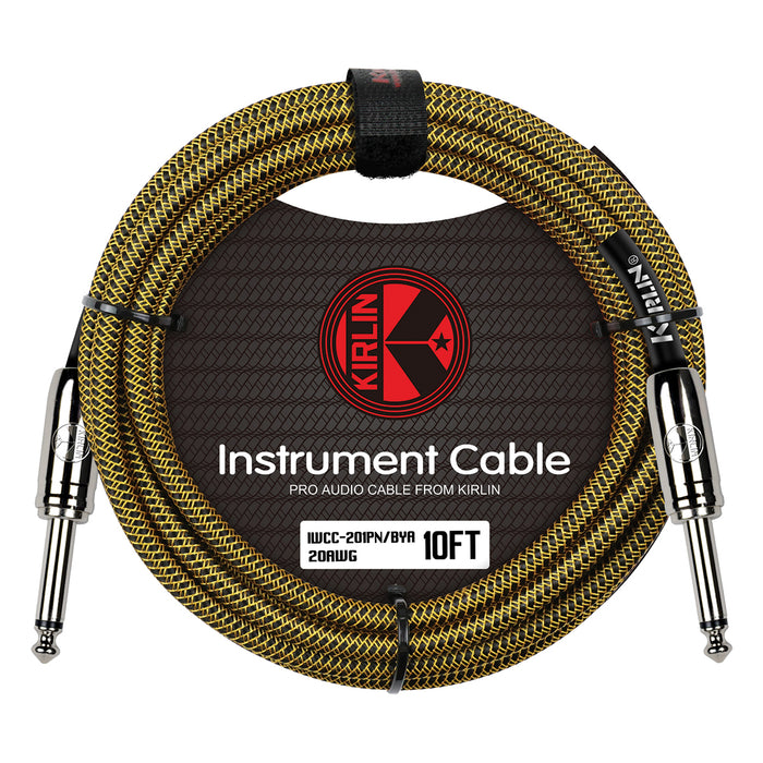 Kirlin KIWCC201BY-10 IWCC201BY 10ft Entry Woven Instrument Cable With Chrome Ends - Tweed
